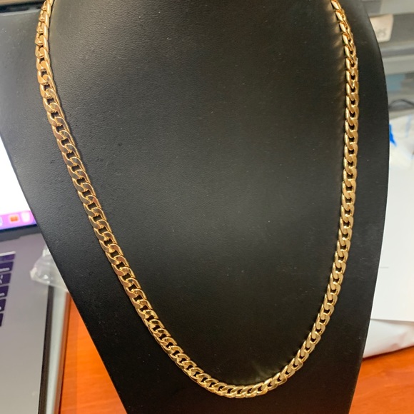 Mens gold plated curb Cuban chain necklace - Picture 8 of 8